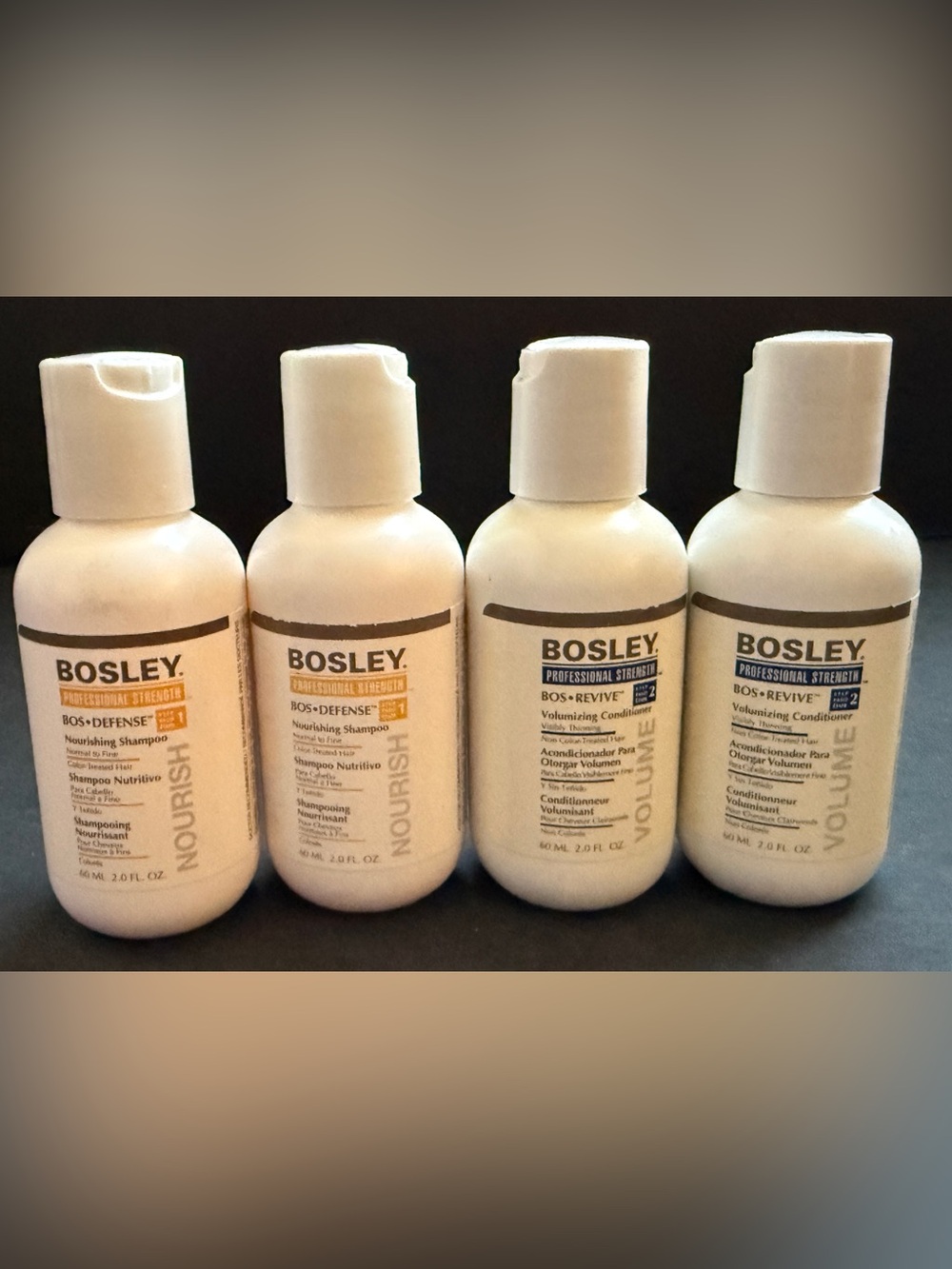 Bosley Pro Hair Care: 2x Shampoo & 2x Conditioner (2oz Travel Size) New